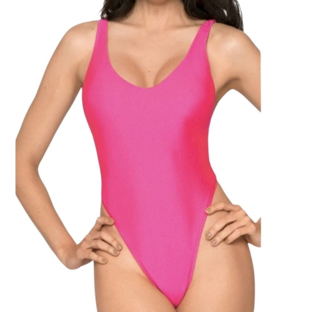 5/$20 Vibrant Pink One-Piece Thong Swimsuit Size XL